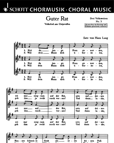 Drei Volksweisen — Hans Lang