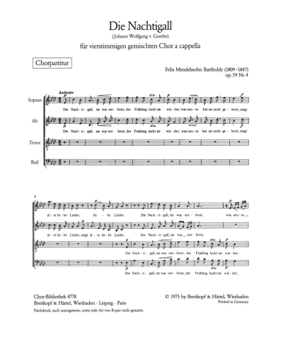 Die Nachtigall, MWV F 24 op. 59/4 — Felix Mendelssohn Bartholdy