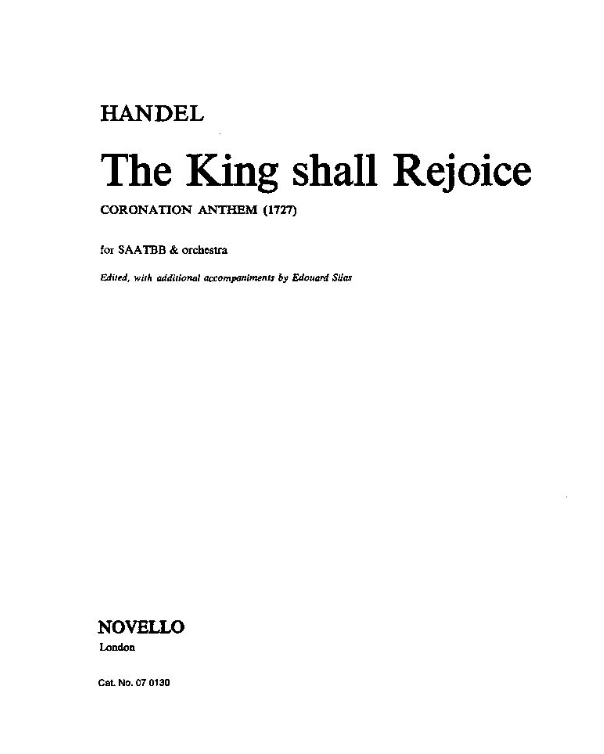 The King Shall Rejoice, HWV 260 — 亨德尔