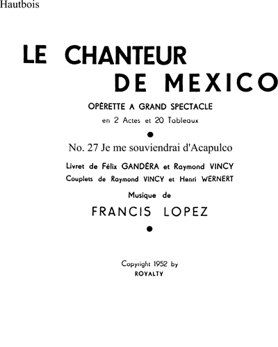 Acapulco "Je me souviendrai d'Acapulco …" — Francis López