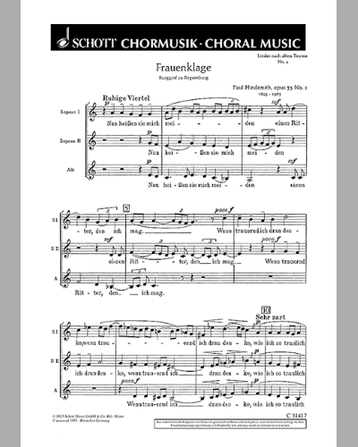 Lieder nach alten Texten, op. 33 — 欣德米特