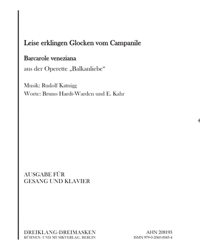 Barcarole Veneziana (Leise erklingen Glocken vom Campanile) — Rudolf Kattnigg