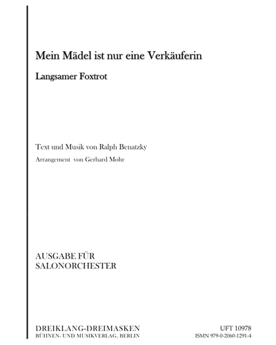 Mein Mädel ist nur eine Verkäuferin — Ralph Benatzky