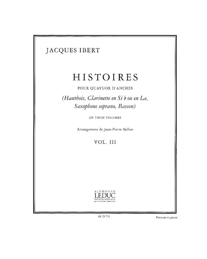 Histoires pour quatuor d'anches, Vol. 3 — 雅克·伊贝尔