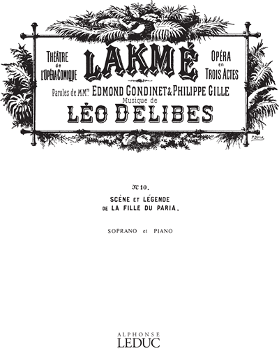 Scène et légende de la fille du Paria (No. 10 from 'Lakmé') — 德里布