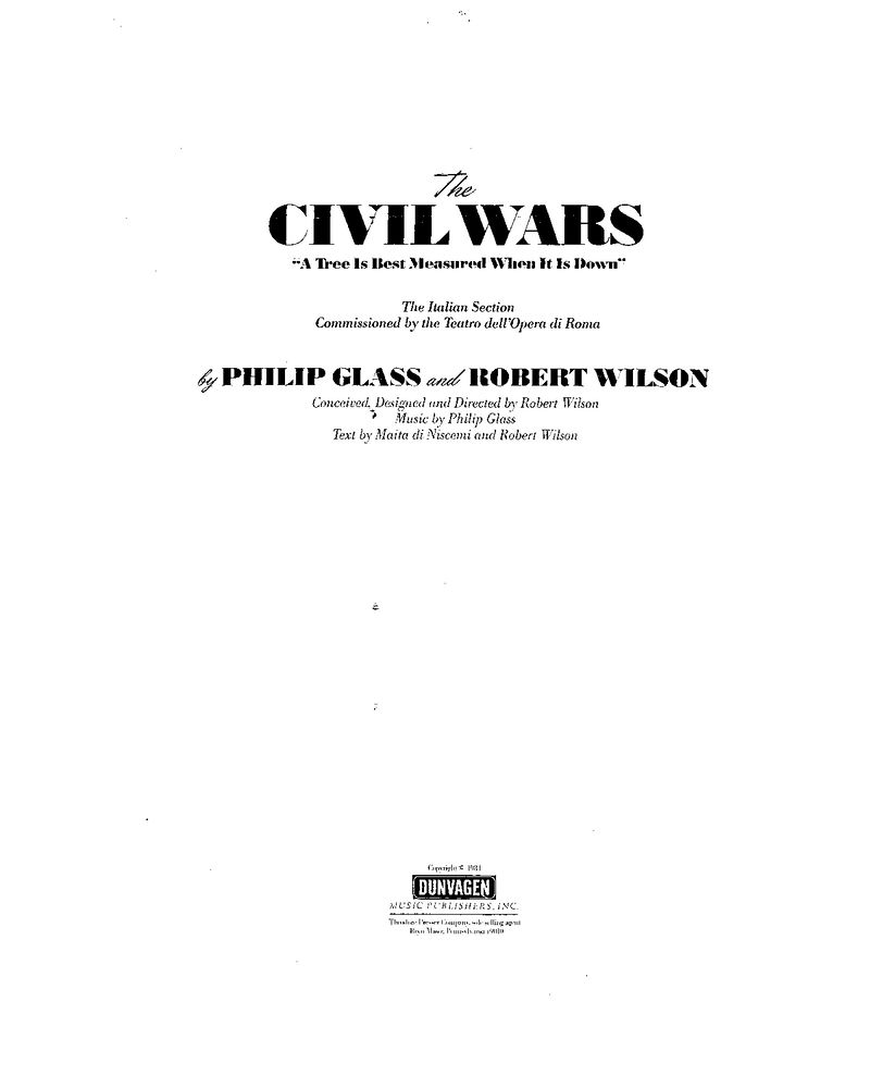 The Civil Wars: A Tree Is Best Measured When It Is Down — 菲利普·格拉斯