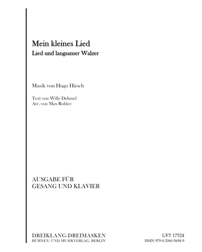 Mein kleines Lied (Lied und langsamer Walzer) — Hugo Hirsch