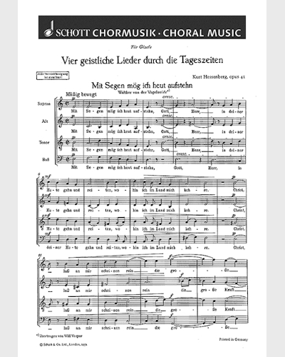 Vier geistliche Lieder durch die Tageszeiten — Kurt Hessenberg