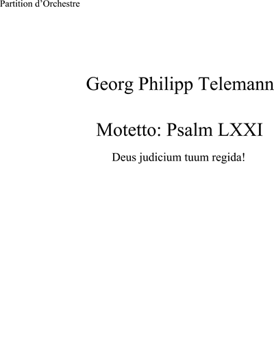 Motet 'deus Judicium Tuum Regida!' Psaume 71 — 泰勒曼