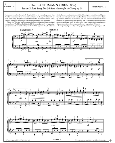 Italian Sailor's Song, No. 36 (from 'Album for the Young, op. 68') — Robert Schumann