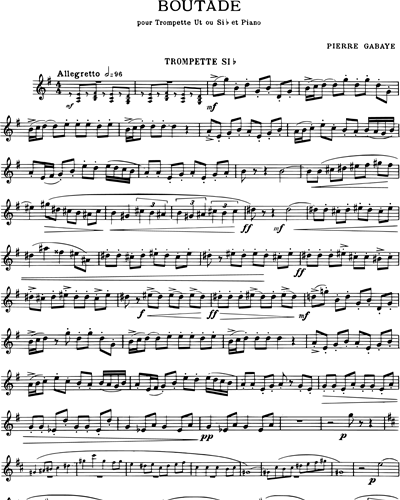 Boutade pour Trompette Ut ou Si b et Piano — Pierre Gabaye