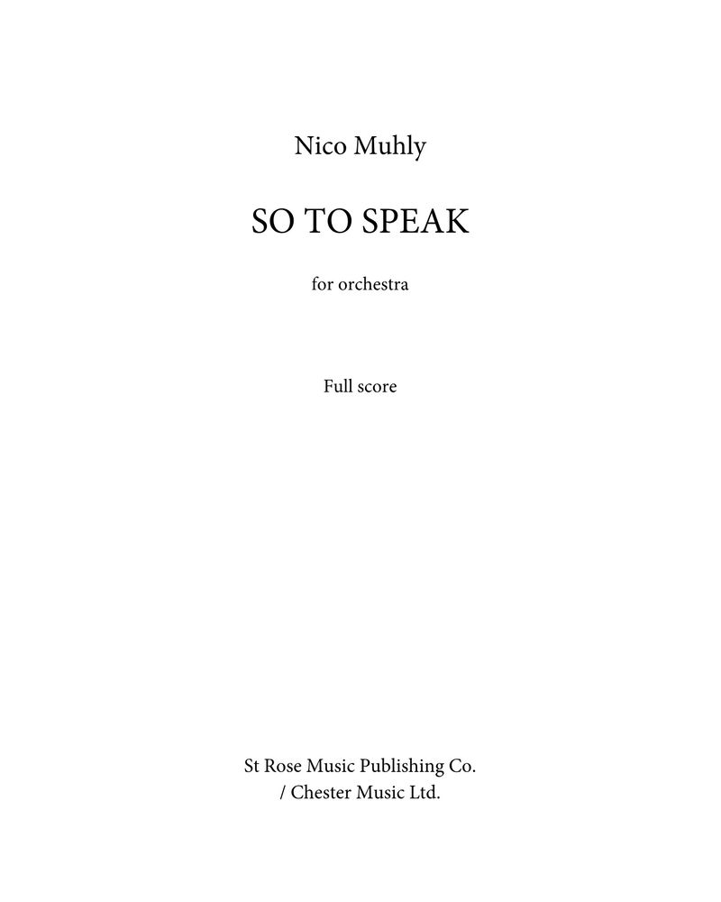 So to Speak — 尼科·穆利
