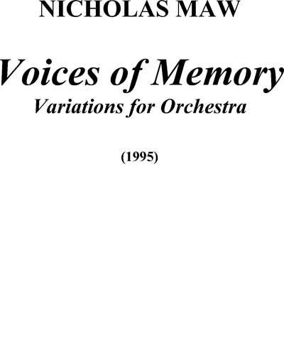 Voices of Memory — Nicholas Maw