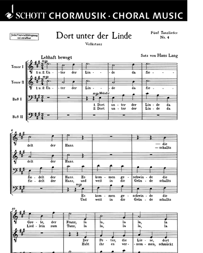 Fünf Tanzlieder — Hans Lang