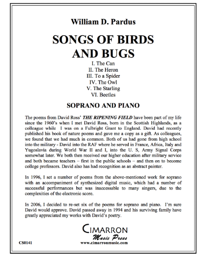 6 Songs of Birds and Bugs — William Pardus