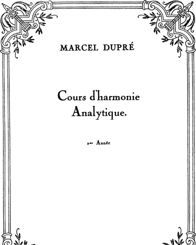 Cours d'Harmonie Analytique — 马塞尔·迪普雷