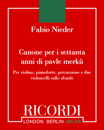 Canone per i settanta anni di pavle merkù — Fabio Nieder