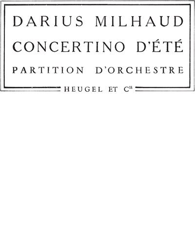 Concertino d'été, op. 311 — Darius Milhaud