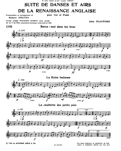 Suite de Danses et Airs de la Renaissance Anglaise — John Playford