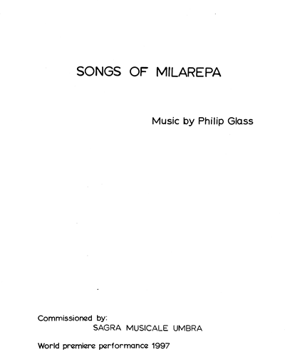 Songs of Milarepa — Philip Glass