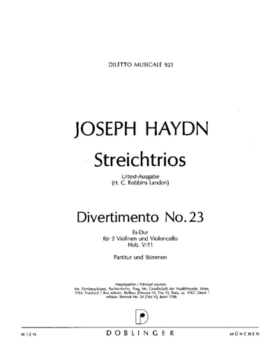 Divertimento No. 23 in E-flat major, Hob. V:11 — 海顿