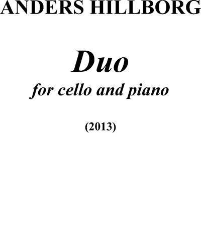 Duo for Cello and Piano — Anders Hillborg