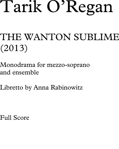The Wanton Sublime — Tarik O'Regan