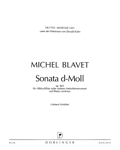 Sonata in D minor, op. 3/2 — Michel Blavet