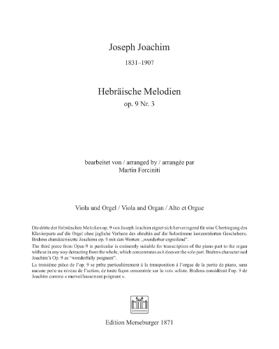 Hebräische Melodien, op. 9/3 — 约瑟夫·约阿希姆