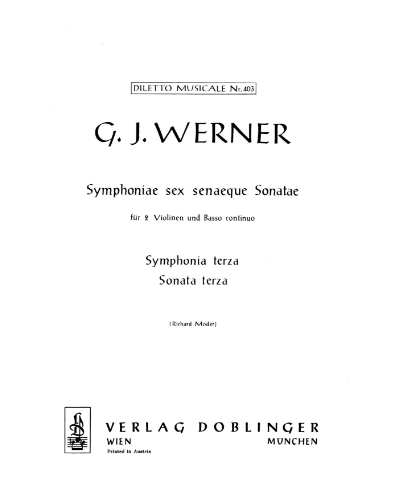 Symphonia Terza in F major & Sonata Terza in F minor — Gregor Werner