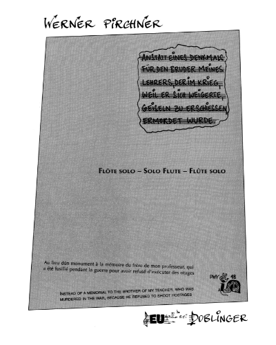 Anstatt eines Denkmals... — Werner Pirchner