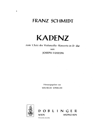 Cadenza for Haydn Cello Concerto in D Major, Hob. VIIb:2 — 弗朗兹·施密特