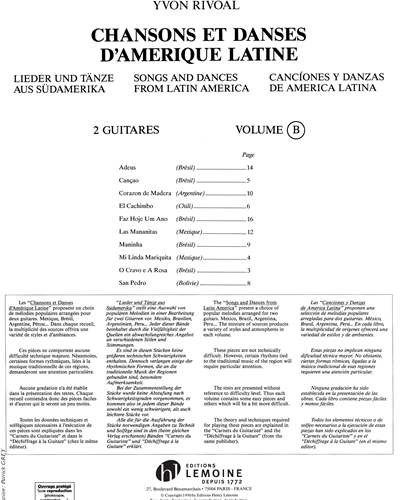 Latin American Songs and Dances, Vol. B — Yvon Rivoal