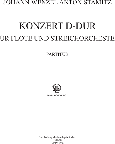 Konzert D-dur für Flöte und Streichorchester — Johann Stamitz