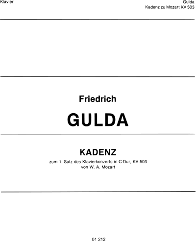 Cadenza For Mozart Piano Concerto in C Major, KV 503 — Friedrich Gulda
