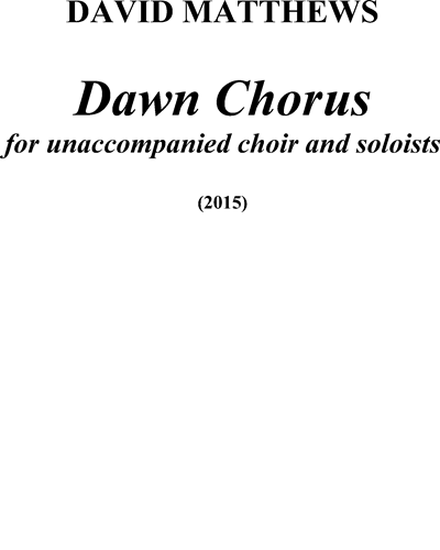 Dawn Chorus, op. 137 — David Matthews