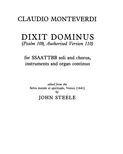 Dixit Dominus, SV 191, SV 192 — 蒙特威尔第