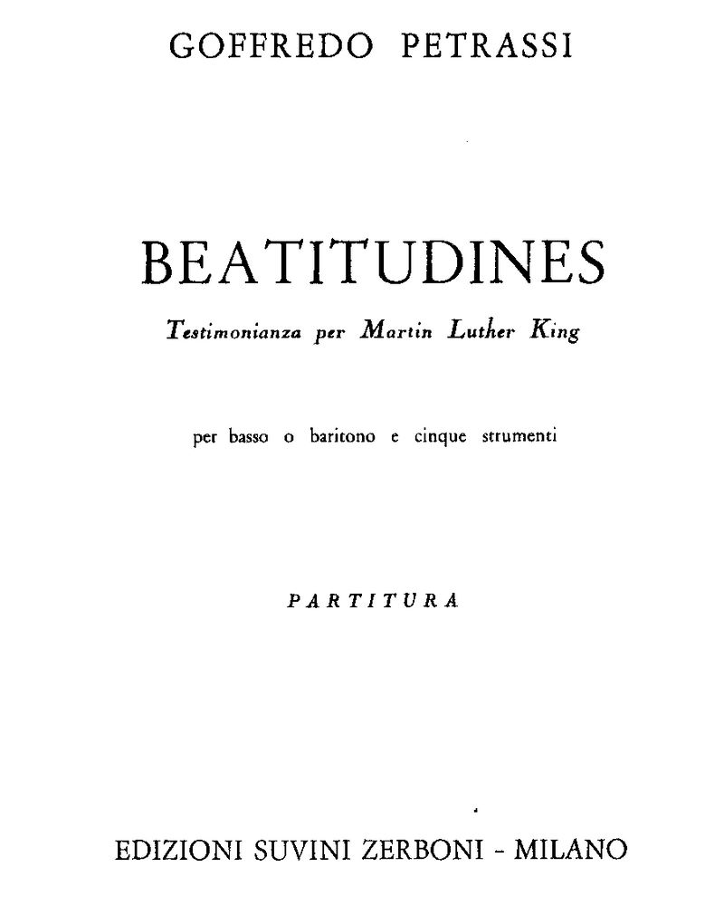 Beatitudines: Testimony for Martin Luther King — 彼得拉西