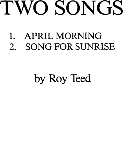 Two Songs — Roy Teed