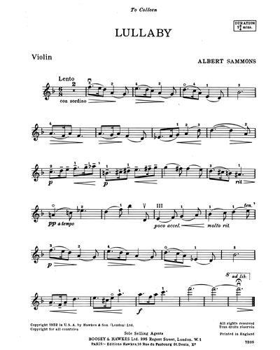 Lullaby for Violin and Piano — Albert Sammons