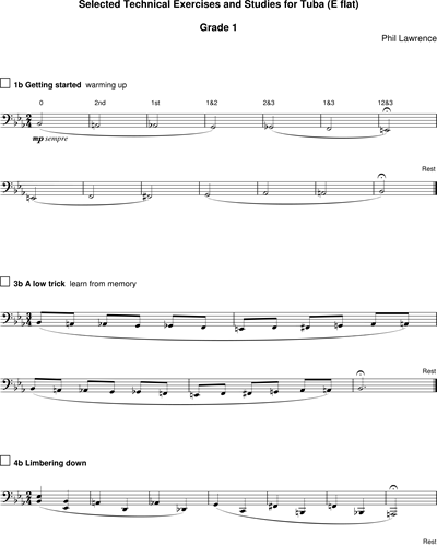 Selected Technical Exercises and Studies for Euphonium/Baritone Grade 1 — Phil Lawrence