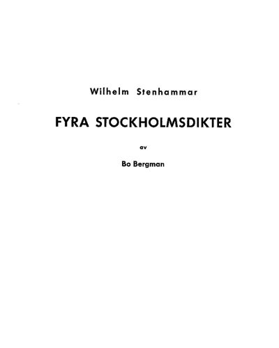 Four Stockholm Poems — 斯滕哈马尔