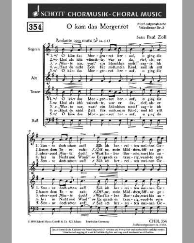 Fünf ostpreußische Volkslieder — Paul Zoll