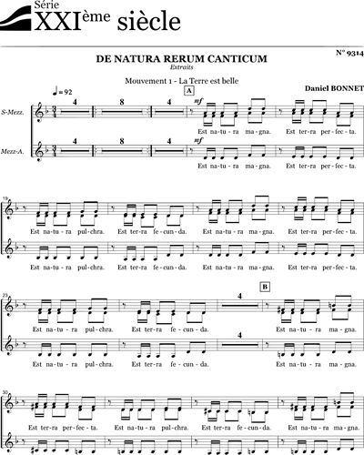De natura rerum canticum (extraits) — Daniel Bonnet