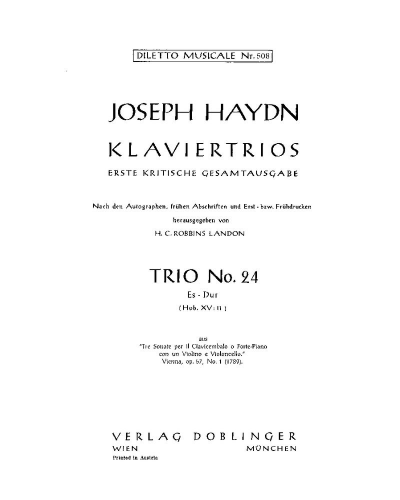 Piano Trio No. 24 in E-flat major, Hob. XV:11 — Joseph Haydn