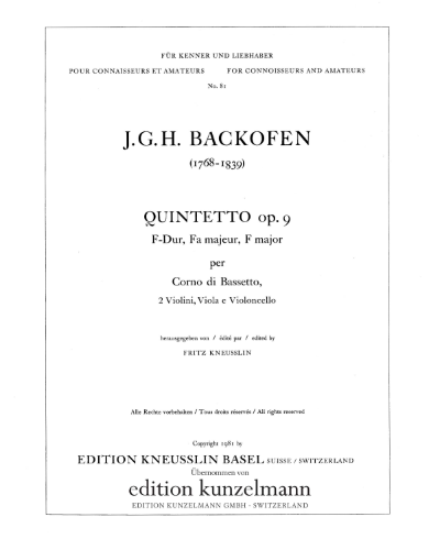 Quintet in F major, op. 9 — Heinrich Backofen