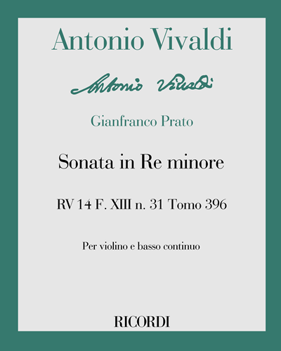 Sonata in D minor, RV 14, F. XIII No. 31, Vol. 396 — 维瓦尔第
