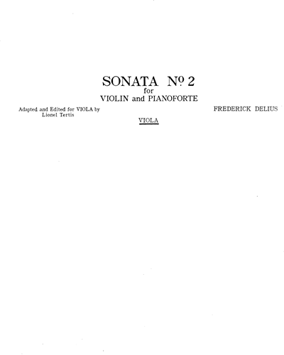 Violin Sonata No. 2 [Arranged for Viola & Piano] — 戴留斯