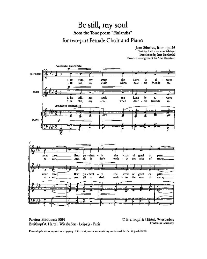 Be still, my soul (Hymn on a Theme from 'Finlandia', op. 26) — Jean Sibelius
