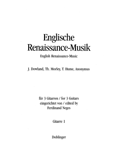 English Renaissance Music — Ferdinand Neges